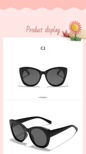 Détail des lunettes de soleil œil de chat noires pour enfants, style et protection