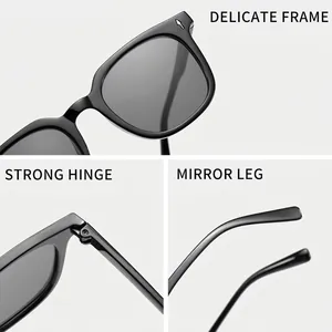Lunettes de soleil carrées rétro avec rivets métalliques et charnières robustes et chic