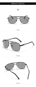 Multi-angle views of vintage double bridge metal sunglasses with square frames