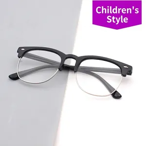 Gafas de luz azul para niños, estilo retro de media montura con detalles de remaches