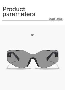 Detailed front view of grey irregular cat-eye sunglasses for a retro outdoor fashion look