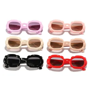 Children's bubble rectangle sunglasses in various macaron colors for outdoor shade