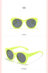 Vues de face et de côté de lunettes de soleil carrées jaune néon pour enfants.