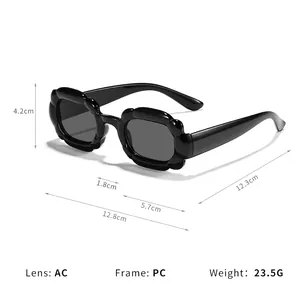 Stylish black children's bubble frame rectangular sunglasses with AC lenses info