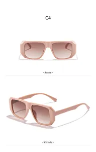 Front- und 45-Grad-Seitenansicht der stylischen Retro-Sonnenbrille mit quadratischem Rahmen