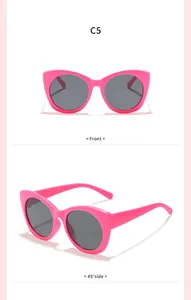 Lunettes de soleil rose œil-de-chat enfant, vue de face et de profil 45°