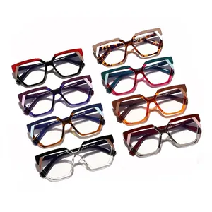Eleganti montature per occhiali anti-luce blu poligonali da donna in vari colori
