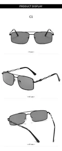 Mehrere Ansichten der schwarzen Herren Sonnenbrille mit Metall Doppelsteg.