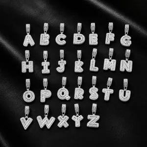 Detailed view of 26 iced out alphabet pendants with sparkling zircon in hip hop style