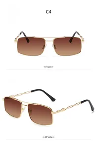 Front- und Seitenansicht der goldenen Doppelsteg-Sonnenbrille mit braunem Farbverlauf