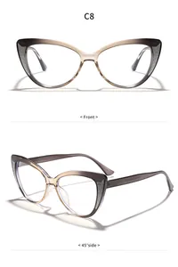 Elegant cat-eye blue light blocking glasses frame with glitter accents and gradient finish