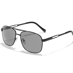 Classic retro double bridge metal square frame sunglasses for a sophisticated stylish look
