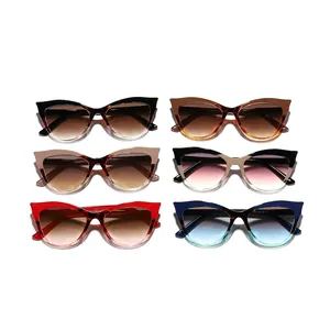 Stylish two-tone cat eye sunglasses for women with UV400 protection, available in six colors