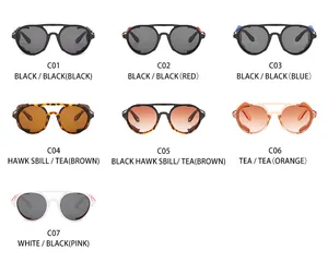 Collezione di occhiali da sole punk a doppio ponte in sette diverse varianti di colore