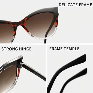 Fashionable two-tone cat eye sunglasses with UV400 protection and sleek frames for women