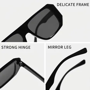 Modische rechteckige Retro-Sonnenbrille für Damen mit dickem schwarzem Rahmen und UV-Schutz.