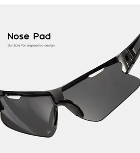 Primer plano de la cómoda almohadilla nasal ergonómica en las gafas de sol deportivas sin montura