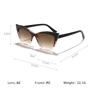 Trendy colorblock cat-eye sunglasses for women with UV400 protection and PC frame