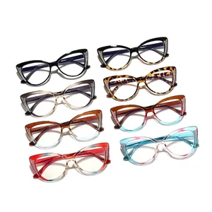 Collection of elegant cat-eye anti-blue light glasses frames in various stylish colors