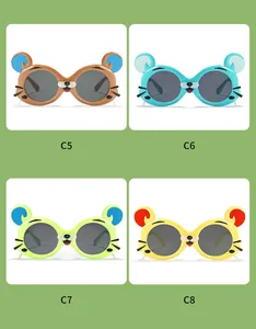 Vue détaillée de quatre variantes de couleurs vives de lunettes de soleil tigre enfant
