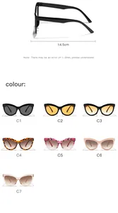 Lunettes de soleil chat rétro avec dimensions de monture et sept options de couleurs
