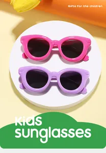 Kids stylish candy color bubble round frame sunglasses for outdoor UV protection