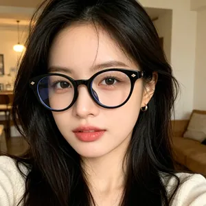 Gafas Anti Luz Azul Retro Estilo Coreano Decoración de Lazo Marco de Ojo de Gato Ovalado Moda Gafas Material PC AC para Mujer Hombre