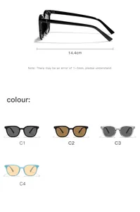 Classic square frame outdoor sunglasses in multiple colors and 14.4cm width detail