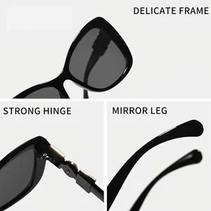 Elegant women's cat eye sunglasses with large PC frame and durable metal hinges for style.