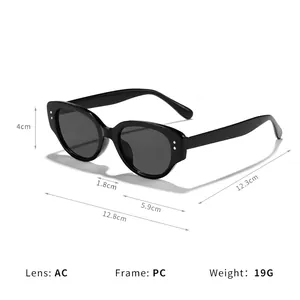 Lunettes de soleil UV400 rétro pour enfants avec monture noire et mesures détaillées