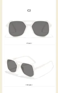 Weiße Kinder-Sonnenbrille mit Doppelsteg und quadratischem Rahmen, Front- und Seitenansicht