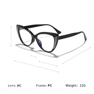 Elegant cat-eye anti-blue light glasses with PC frame and AC lens for women