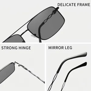 Herren Sonnenbrille mit Doppelsteg, Metallrahmen und quadratischen Gläsern im Detail