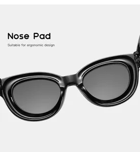 Detailed macro view of ergonomic nose pad on black children's bubble round sunglasses