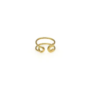 Vintage Gold Sicherheitsnadel Ring aus Titanstahl verstellbar für Damen und Herren