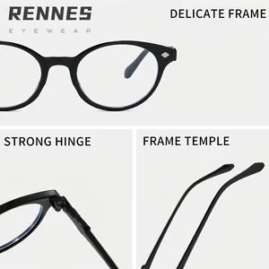 Elegante montura de gafas ojo de gato negra con cristales anti-luz azul y diseño retro