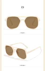 Detaillierte Front- und 45-Grad-Seitenansicht der Kinder-Sonnenbrille mit Doppelsteg
