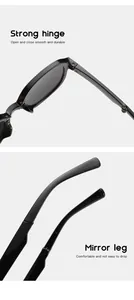 Detailed view of durable hinge and comfortable temples of kids foldable sunglasses