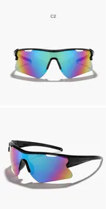 Vistas frontales y laterales de primer plano de gafas de sol deportivas para niños arcoíris