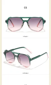 Detailansicht der quadratischen Kinder-Sonnenbrille mit Doppelsteg und Verlaufsgläsern