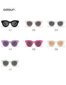 Seven candy-colored bubble round frame sunglasses for kids with variant codes C1 to C7