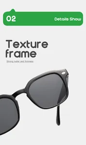 Gros plan de lunettes de soleil carrées noires pour enfants montrant la texture du cadre.