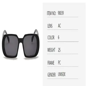 Spécifications des lunettes de soleil carrées rétro avec verres AC et monture PC