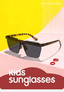 Retro oversized square sunglasses for kids featuring a stylish tortoise shell frame detail.