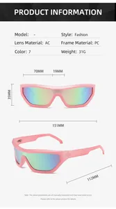 Specifiche dettagliate degli occhiali da sole punk rosa con lenti specchiate.
