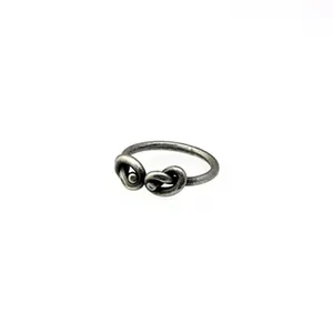 Vintage antik-silberner Seilknoten-Ring mit minimalistischem, verstellbarem Design