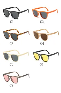 Collection of foldable children's sunglasses in various colors and trendy square frames