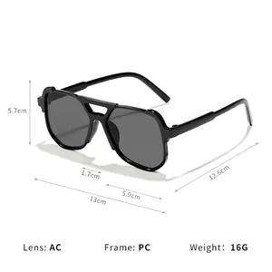 Moderne quadratische Kinder-Sonnenbrille mit Doppelsteg und stilvollem Vintage-Design-Look