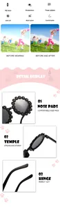 Détails professionnels des lunettes de soleil fleurs pour enfants : plaquettes et branches