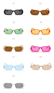 Grille de lunettes de soleil rétro rectangulaires en neuf variantes de couleurs